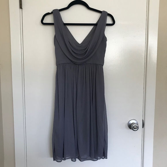 David's Bridal Pewter Bridesmaid Dress - Picture 2 of 3